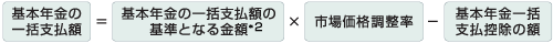 基本年金の一括支払額＝基本年金の一括支払額の基準となる金額(＊2)×市場価格調整率－基本年金一括支払控除の額